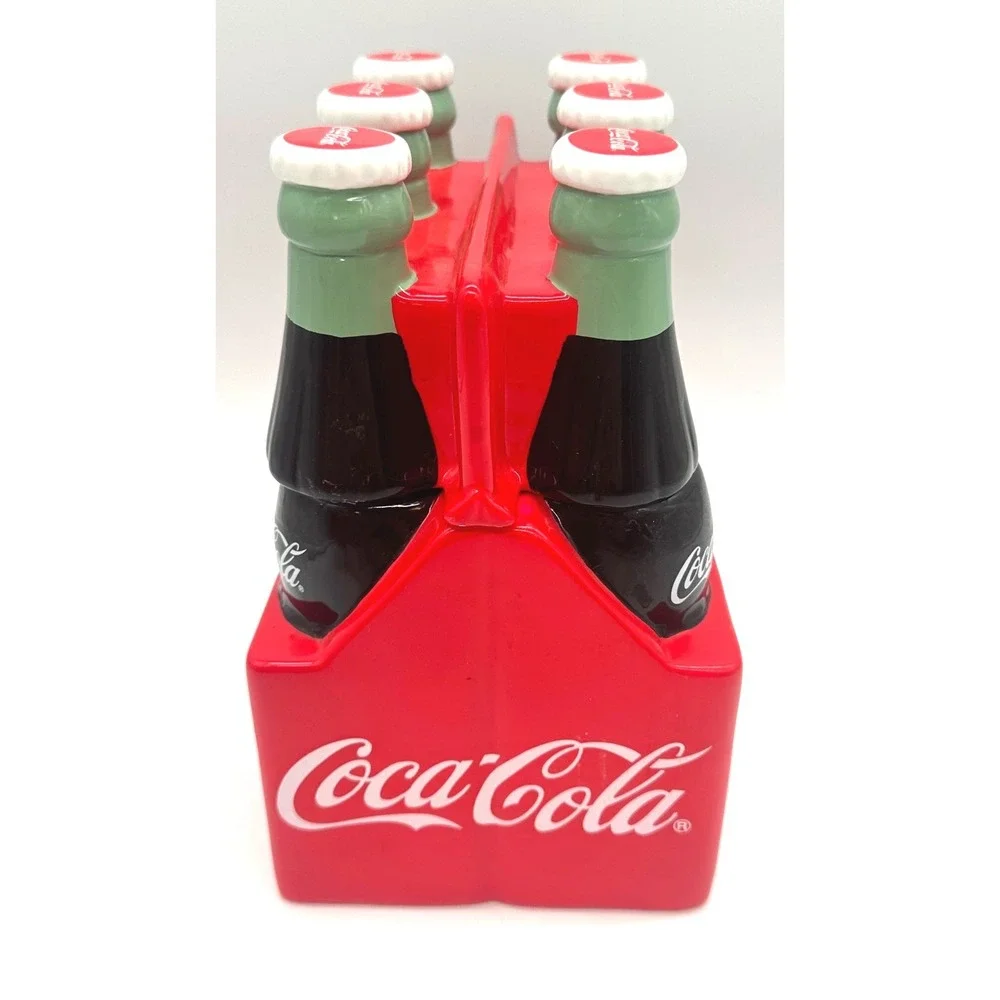 Coca-Cola Gibson Ceramic 6-Pack Bottle Carrier Cookie Jar Red White 2001 Vintage